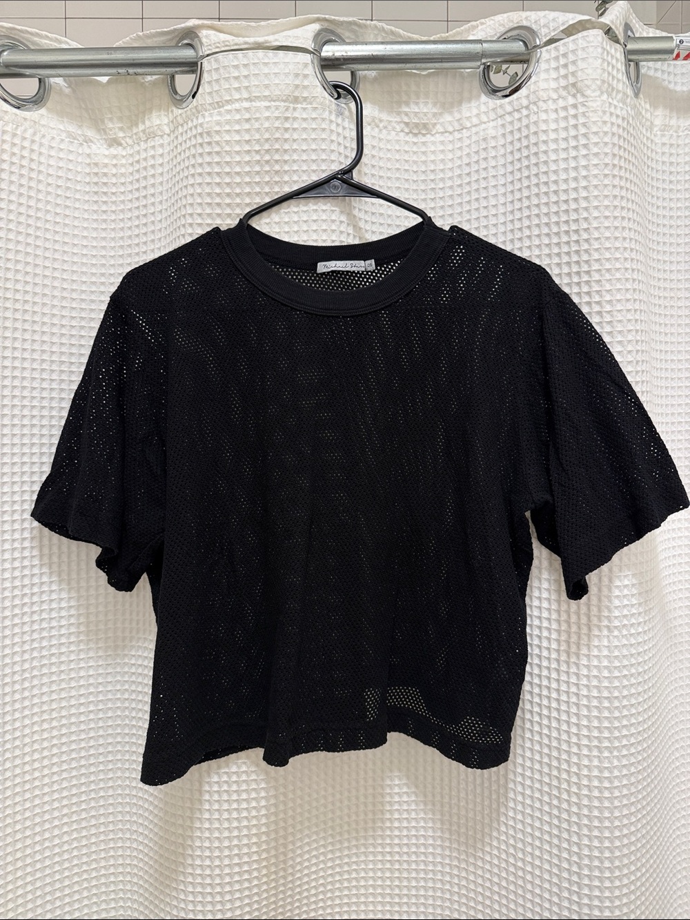 Michael Stars - Black Mesh Short-Sleeve Crop Top - One Size